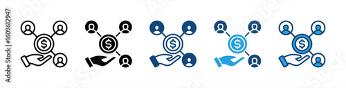 Profit Sharing icon set multiple style collection