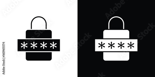 Password icon illustrations filled outline style. EPS10