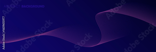 Abstract glowing wave lines on dark blue background. Dynamic wave pattern. Modern flowing wavy lines. Futuristic technology concept. eps10