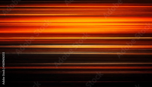 Orange car motion trails. Speed light streaks background with blurred fast moving speed light effect. Racing cars dynamic flash effects city road with long exposure night lights on black background