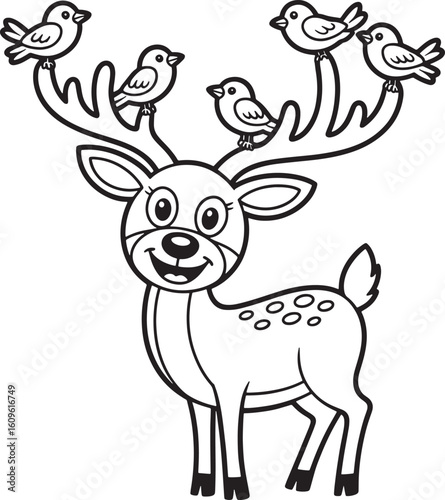 deer with baby silhouette line art stock royalty free image premium quality