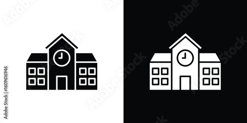 school icon illustrations filled outline style. EPS10