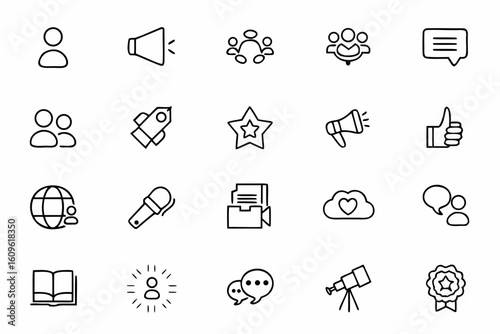 A graceful bundle showing the human-centered nature of PR in one-line art—focusing on storytelling, communication, and influence. Great for editorial spreads, agency collateral, and social branding.