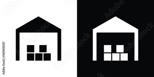 Warehouse icon illustrations filled outline style. EPS10