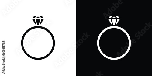 Wedding ring icon illustrations filled outline style. EPS10