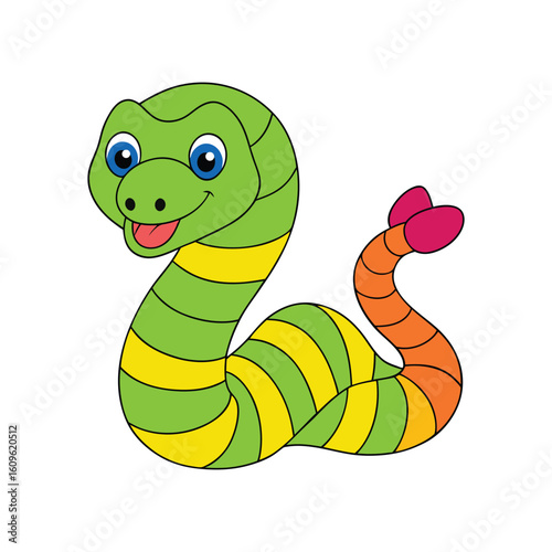 Smiling Happy Snake Cartoon Vector Art