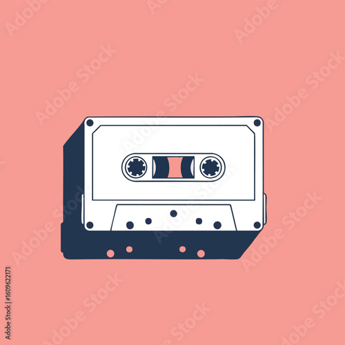Retro Audio Cassette Tape with Pink Accents.