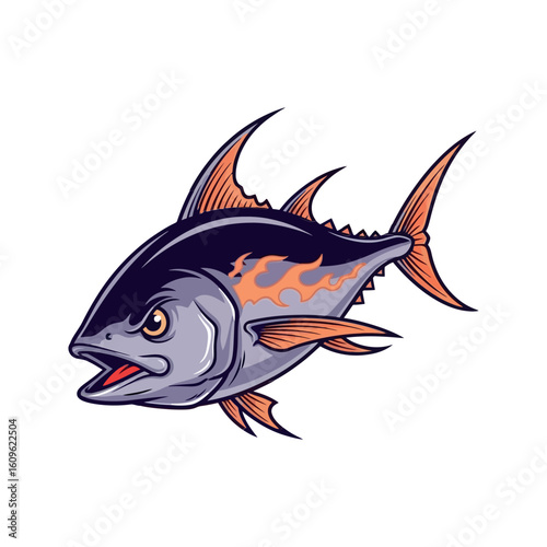 Vibrant Tuna Fish Vector Sticker Illustration For Ocean Lovers and Fishermen