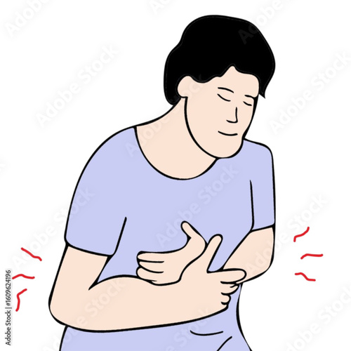 man suffering from stomach ache pain illustration conmcept useful for medical projects or blogs.eps