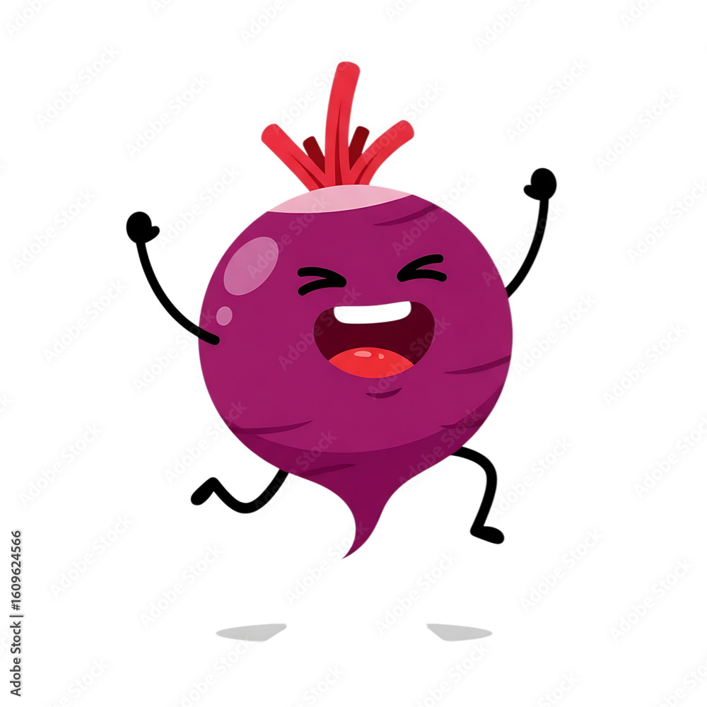 Obraz premium Cheerful Cartoon of a Purple Beetroot Character on transparent background