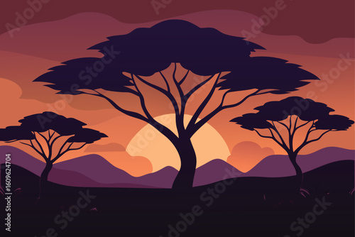 dusk savannah trees