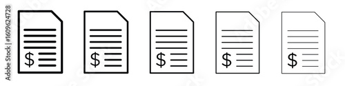 Bank statement icon. Thin line icons collection for web ui.