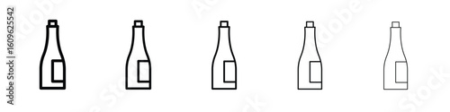 Champagne bottle icon. Thin line icons collection for web ui.