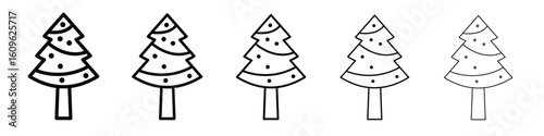 Christmas tree icon. Thin line icons collection for web ui.