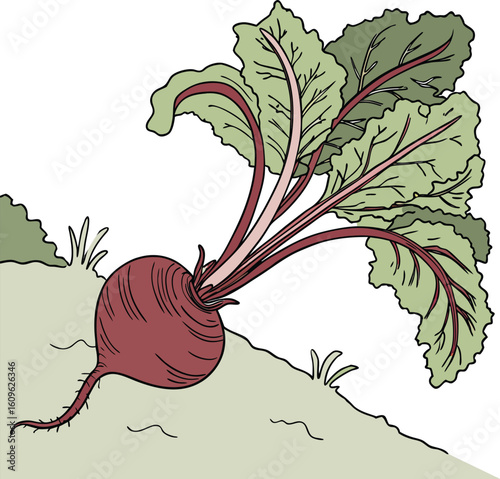 Flat Color Beetroot Icon for Farm, Garden, or Vegetable Design