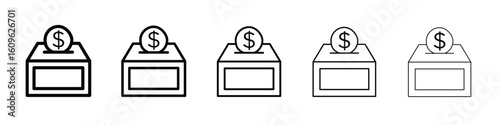 Donation box icon. Thin line icons collection for web ui.