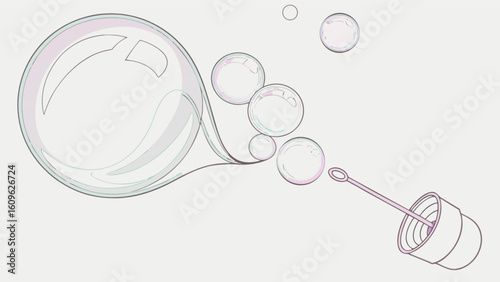 Bubble blowing art illustration design vector graphic soap bubbles floating air bubbles simple line drawing