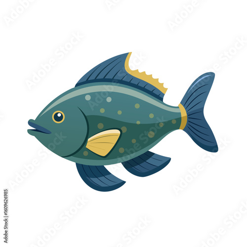Detailed illustration of a halibut fish a flatfish species presented as a clean vector graphic isolated on white background