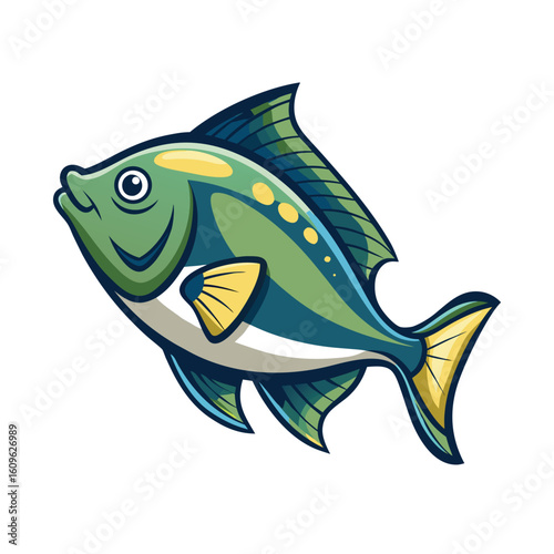 Detailed illustration of a halibut fish a flatfish species presented as a clean vector graphic isolated on white background