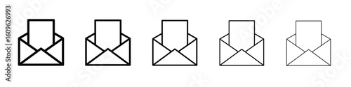 Envelope open icon. Thin line icons collection for web ui.