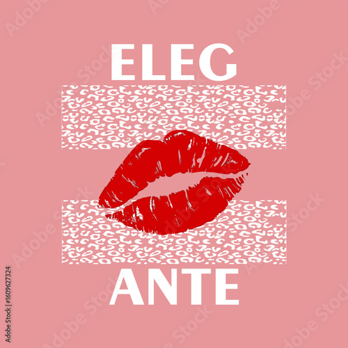 A chic French t-shirt design featuring seductive lips. A symbol of femininity, beauty, elegance, charm, and seduction. Lip artwork for t-shirts, posters, stickers, and more.