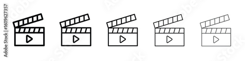 Film clapperboard icon. Thin line icons collection for web ui.