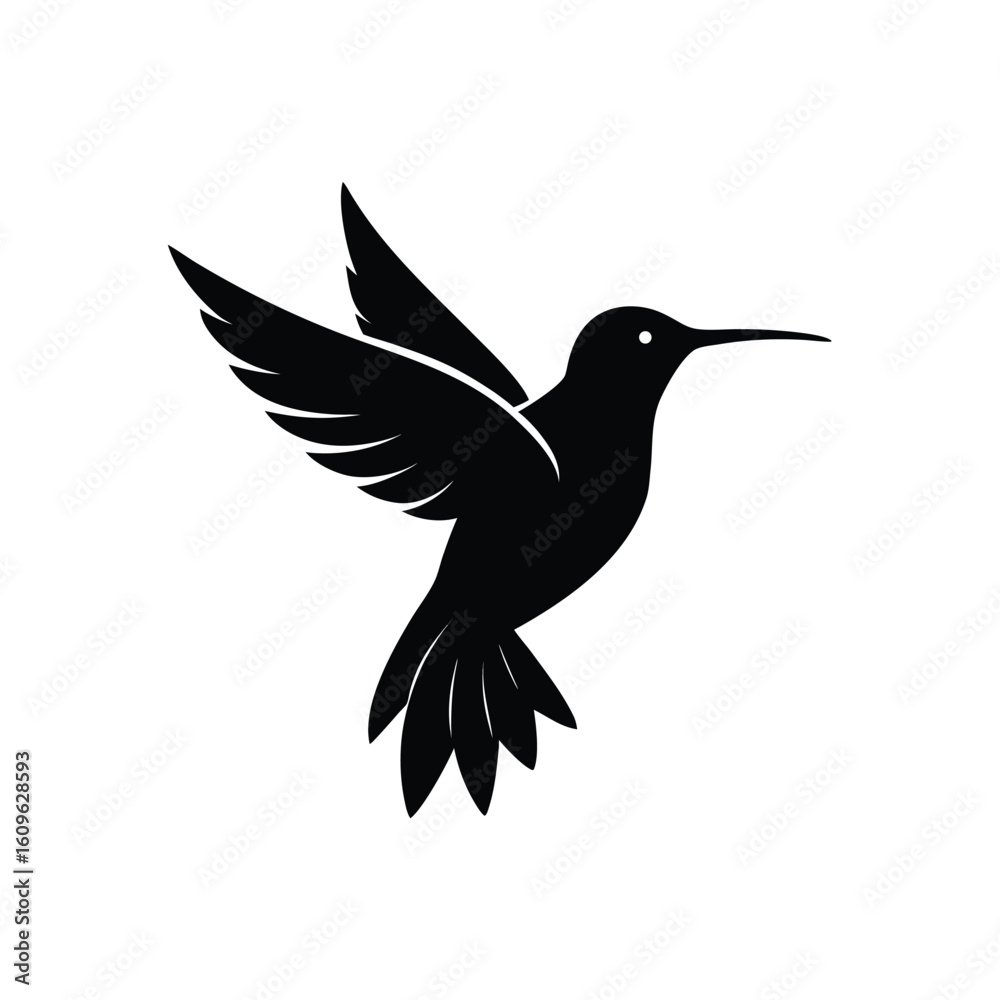 Obraz premium Elegant hummingbird silhouette captured in flight a graceful avian design isolated on white background