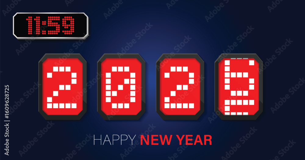 Fototapeta premium New Year 2026 Countdown with Digital Display