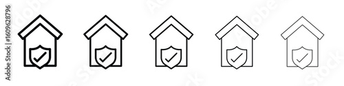 Home insurance icon. Thin line icons collection for web ui.