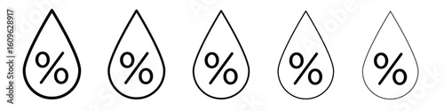 Humidity icon. Thin line icons collection for web ui.