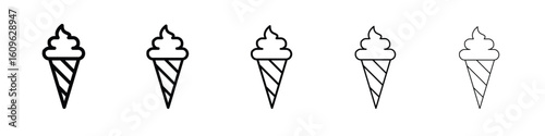 Ice cream cone icon. Thin line icons collection for web ui.