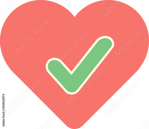 Heart with Check Mark: Symbol of Approval and Validation.