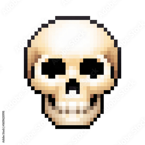  skull icon pixel art isolated die cut 