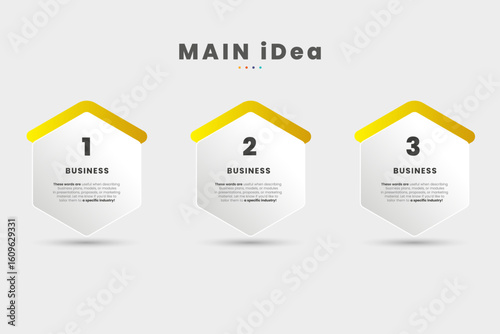 Set of three hexagon shapes buttons arrang from one step to three step used in infographic vector design. and Ideal for illustrating three-step processes, business strategies