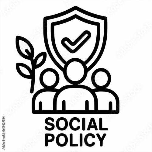 Social policy concept illustration with people and check mark  