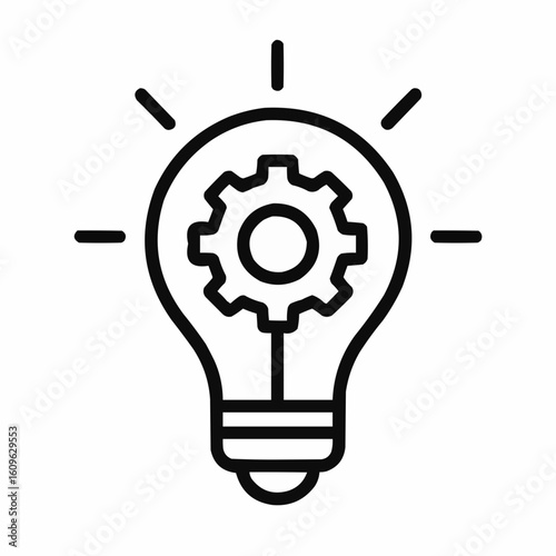 Light bulb icon with gear symbolizing innovation and ideas  