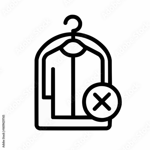 Clothing item on hanger with cancellation symbol in minimalist style  