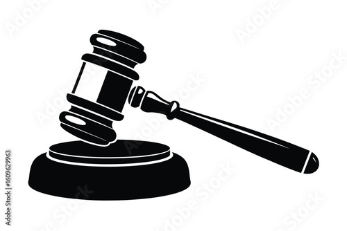 Silhouette of Gavel Hammer  Vector Illustration 