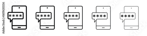 Otp sms password icon. Thin line icons collection for web ui.