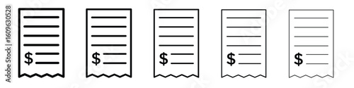 Payment receipt icon. Thin line icons collection for web ui.