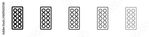Pill blister pack icon. Thin line icons collection for web ui.