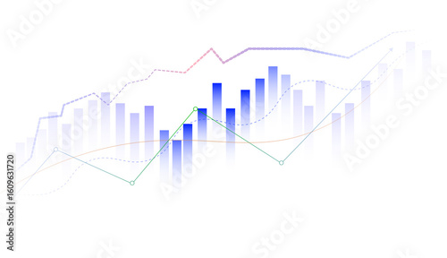 business graph with arrow showing growth transparent illustration financial design.