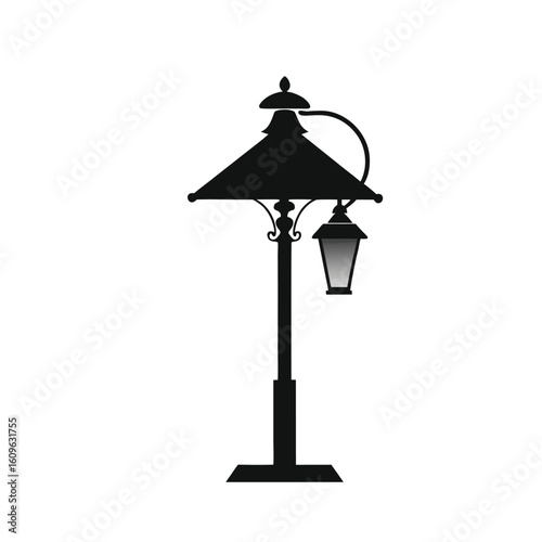 Classic desk lamp silhouette a single iconic lighting fixture with a clean modern design isolated on white background