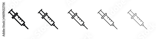 Syringe injection icon. Thin line icons collection for web ui.