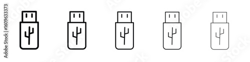usb drive icon. Thin line icons collection for web ui.