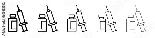 Vaccine vial icon. Thin line icons collection for web ui.