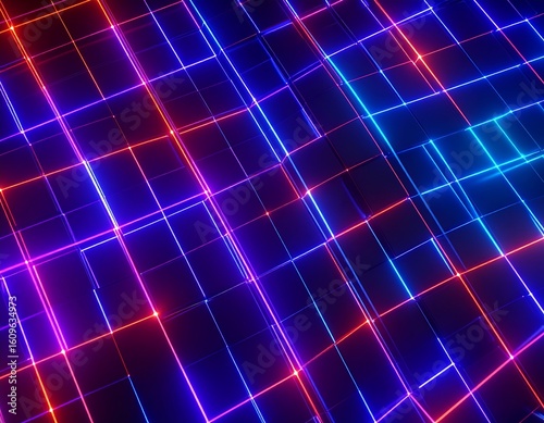 Abstract neon grid pattern