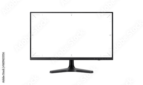 Blank White Computer Monitor Screen with Measurement Marks — Tech Display Ideal for UI Mockups, Product Demos, or Ads, transparent background