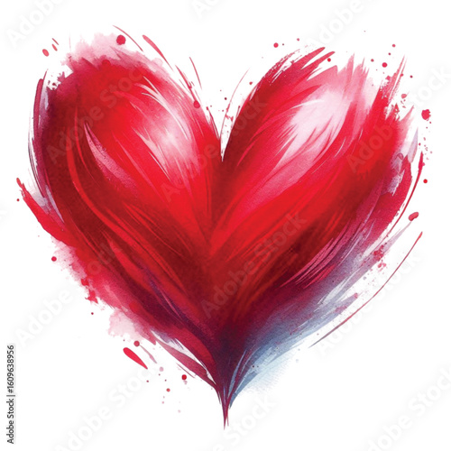 Hand painted red water color heart illustration