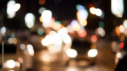 City night bokeh; blurred traffic, lights